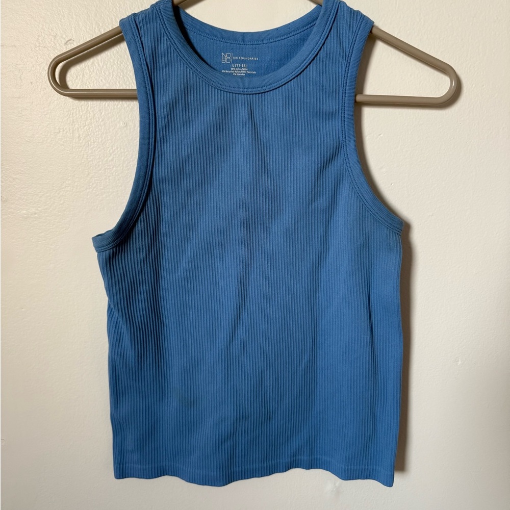 No Boundaries Blue Ribbed Tank